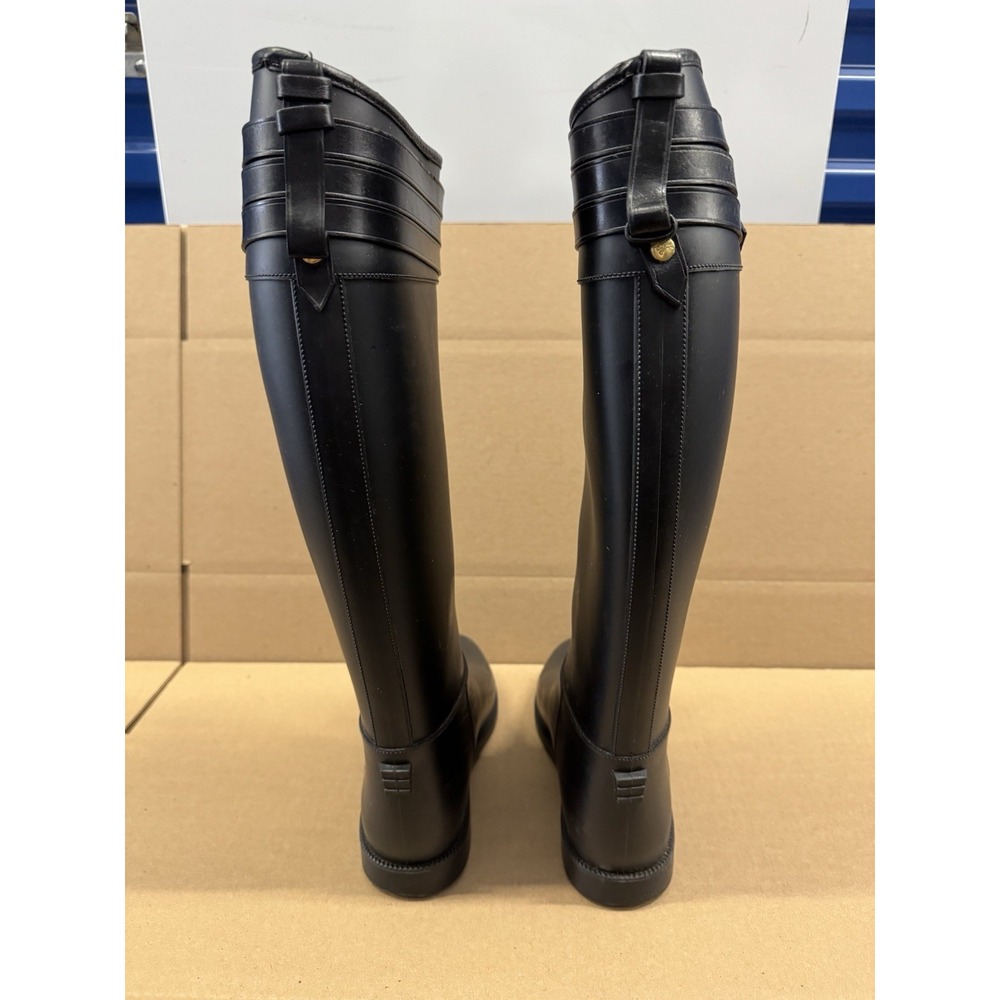 Women's Burberry Black Rubber Knee Rain Boots Size EU 38 / 7.5/8 US - Picture 4 of 9
